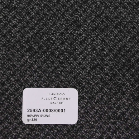 2593a-0008/0001 Cerruti Lanificio - Vải Suit 100% Wool - Đen Trơn